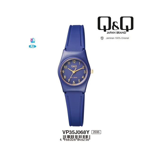 Q&Q QNQ QQ ORIGINAL ANALOG WATCH JAM TANGAN WANITA TALI KARET VP35 VP35J VP35J068Y