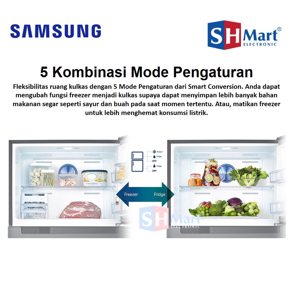 SAMSUNG KULKAS INVENTER 2 PINTU RT46K6231BS RT46K HEMAT LISTRIK WARNA BLACK STAINLESS (MEDAN)