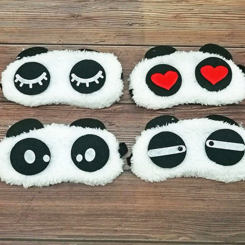 Penutup Mata Tidur Motif MATA PANDA Bulu Kain Lembut Travelling Travel - Eye Mask Cover