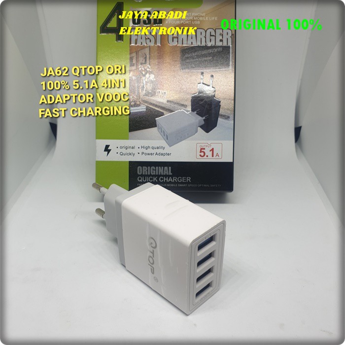 J62 QTOP 5A ADAPTOR BATOK KEPALA 4 USB SUPER FAST CHARGING TRAVEL ADAPTER CHARGER CHARGE FLASH CAS CASAN ADAPTIVE QUICK QC KABEL DATA ANDROIT HANDPHONE QUALCOMM UNIVERSAL MULTI ORIGINAL VOLT GADGET TC POWER QC LEBIH HEMAT TEMPAT DAN PRAKRIS