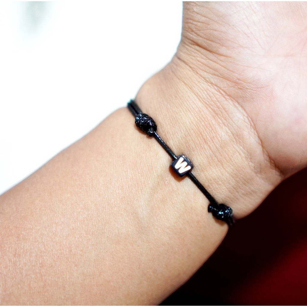 GELANG INISIAL DADU SINGLE SLIDE  ( tali anti air) / GELANG NAMA HURUF INITIAL CUSTOM / PARACORD BRACELET / GELANG VINTAGE-5