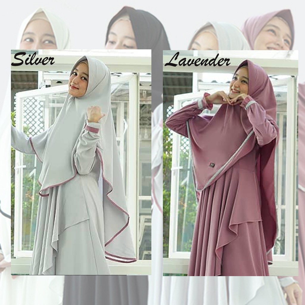 Farhana Dress Gamis Syari + Khimar bahan Tebel Halus Jatuh