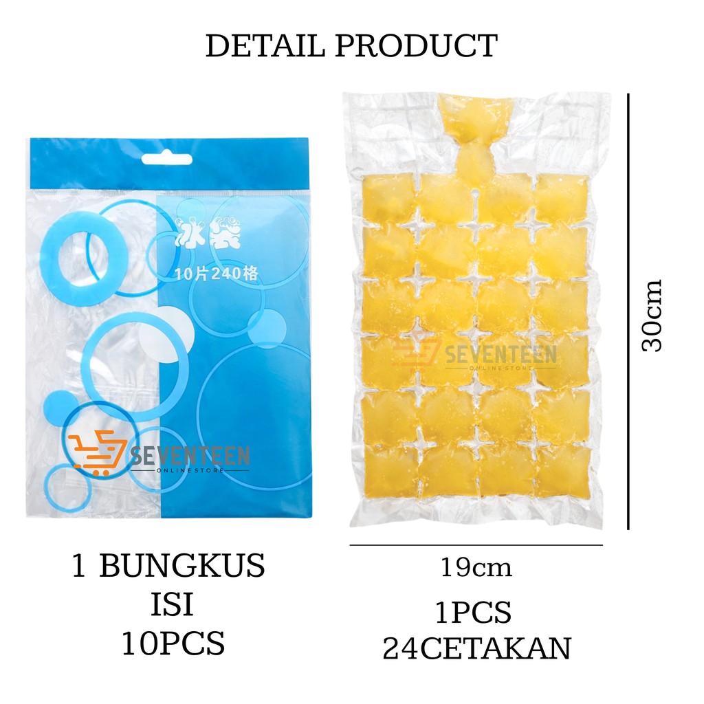 PLASTIK CETAKAN ES BATU 10PCS KANTONG PEMBUAT ES BATU BEKU DISPOSABLE PLASTIC ICE CUBES