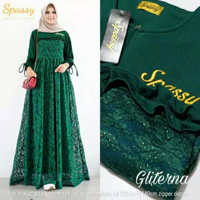 GLITERNA MAXY BY SPASSY TERLARIS  // BRUKAT PESTA // GAMIS BRUKAT WANITA PESTA