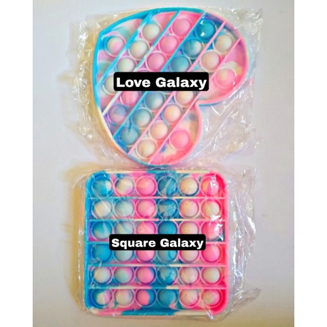 Pop It Murah Unicorn Love Square Rainbow Galaxy Among US Fidget Bubble