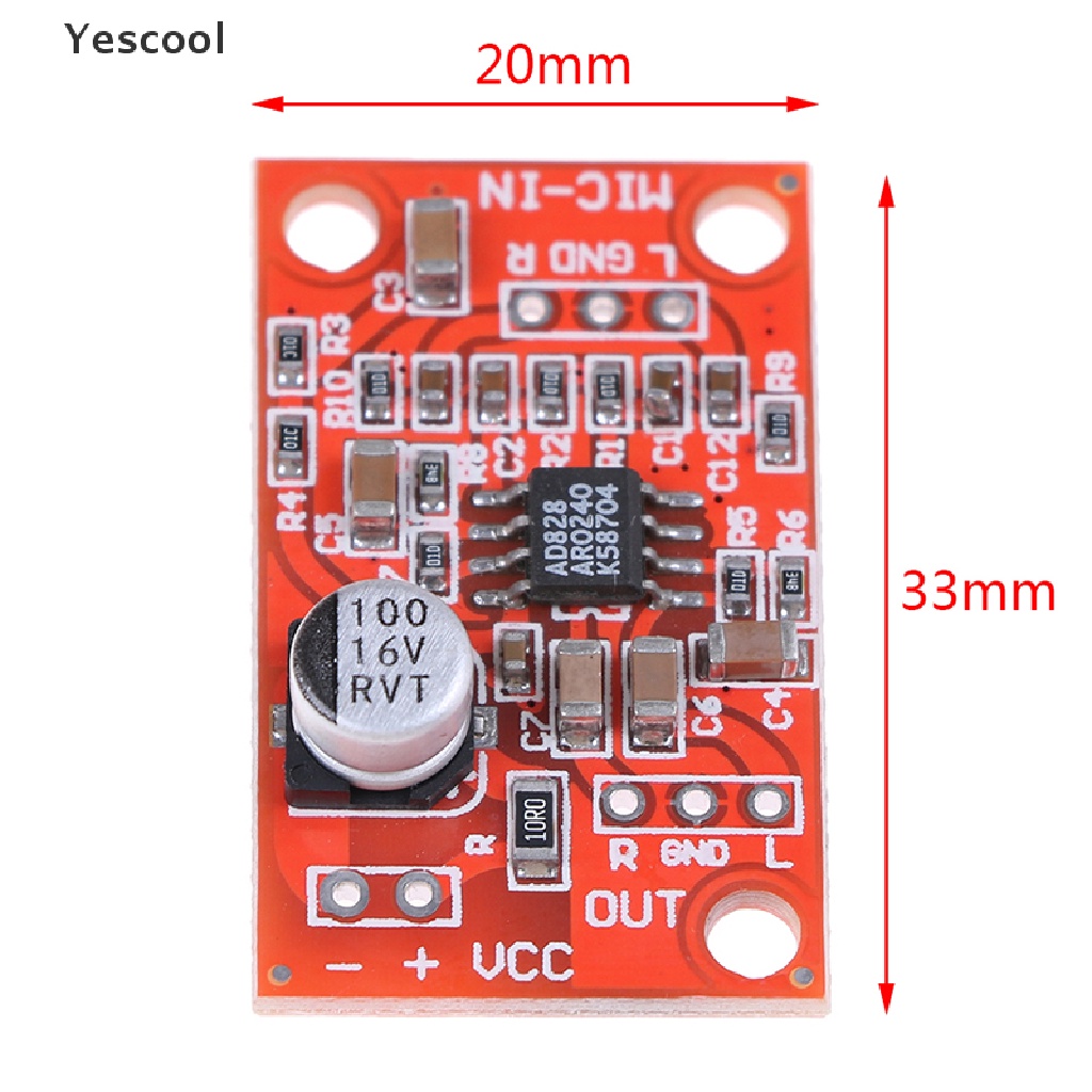 Yescool AD828 Papan preamplifier Mikrofon stereo Dinamis DC 3.7V-15V 12V