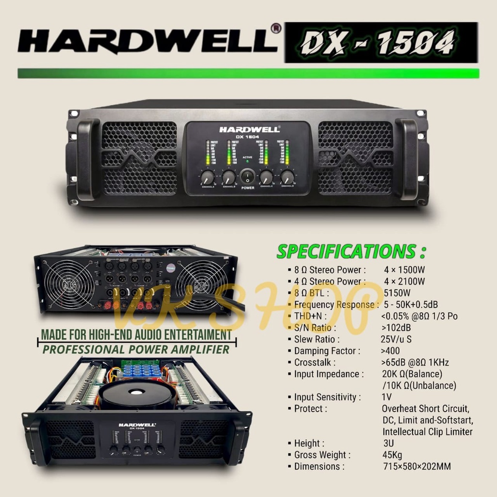 Power Amplifier Hardwell DX 1504 Original Hardwell DX1504 - 4 Channel