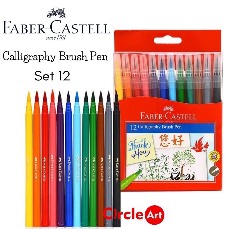 ( Set 12 Colours ) FABER CASTELL SPIDOL MARKER CALLIGRAPHY BRUSH PEN - DIY KERAJINAN ANAK PRAKARYA ME TIME