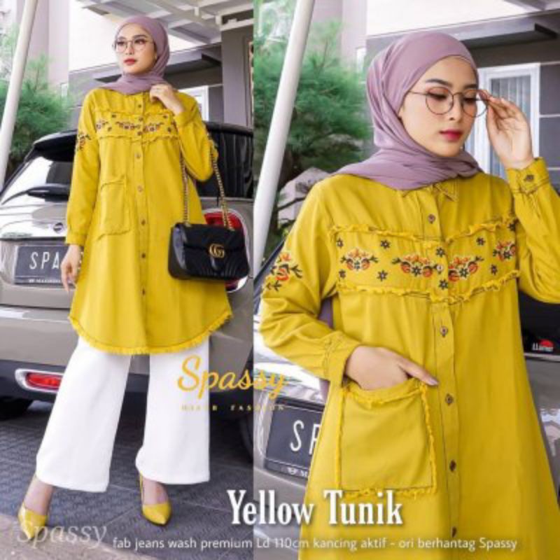 yellow tunik ORI by spassy / atasan wanita kekinian / baju wanita muslimah modern murah ld 110