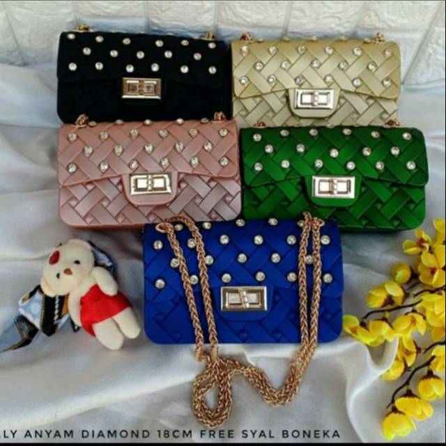 Tas jelly anyam diamond
