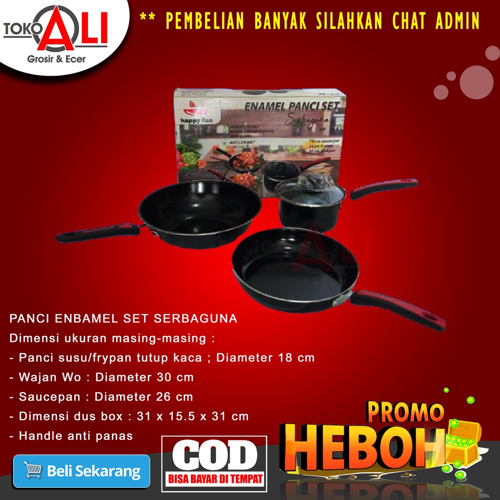 Panci set enamel3PCS  Happy Fun HF - 318