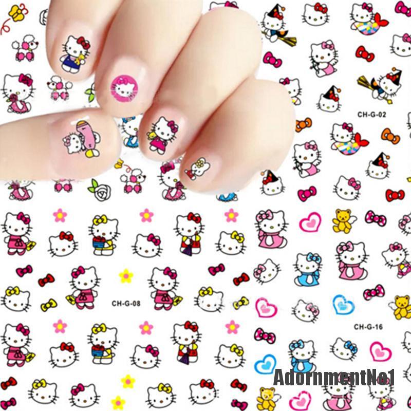 (Adornmentno1) 1 Set Stiker Kuku Motif Campur Untuk Nail Art / Manicure