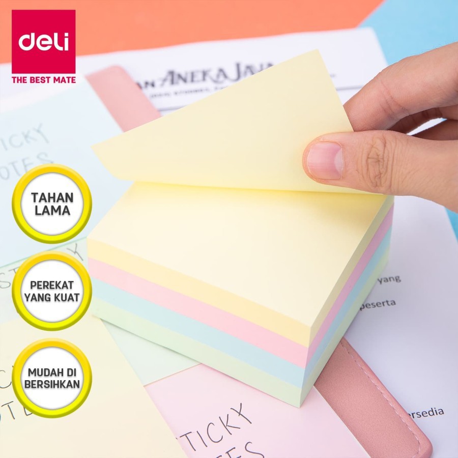 

Sticky Notes / Memo Tempel DELI 4 Warna Tumpuk 76x76mm - EA01703
