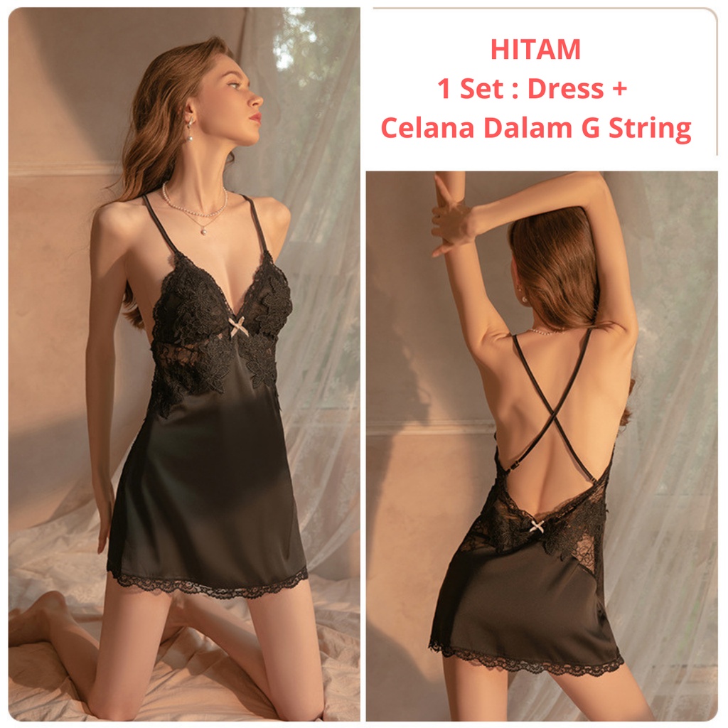 Baju Tidur Sexy Wanita Lingerie Seksi Bahan High Quality Import Dapat Free Celana Dalam 1170
