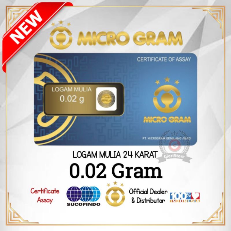 MICROGRAM 0.02 Gram Logam Mulia Emas Mini 24 Karat