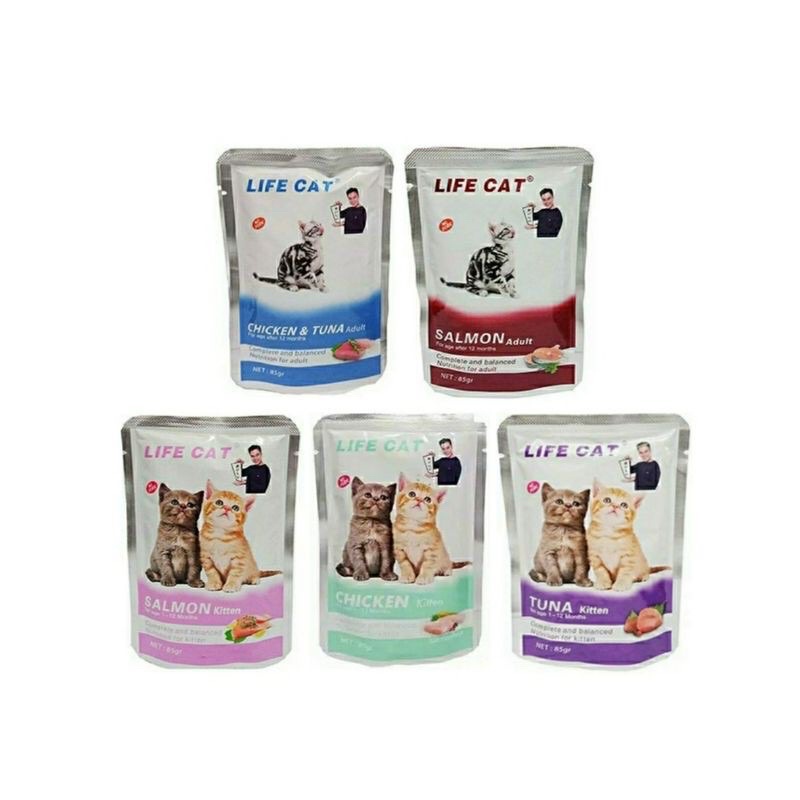 Makanan Kucing Basah Wet Cat Food Life Cat Pouch 85gr