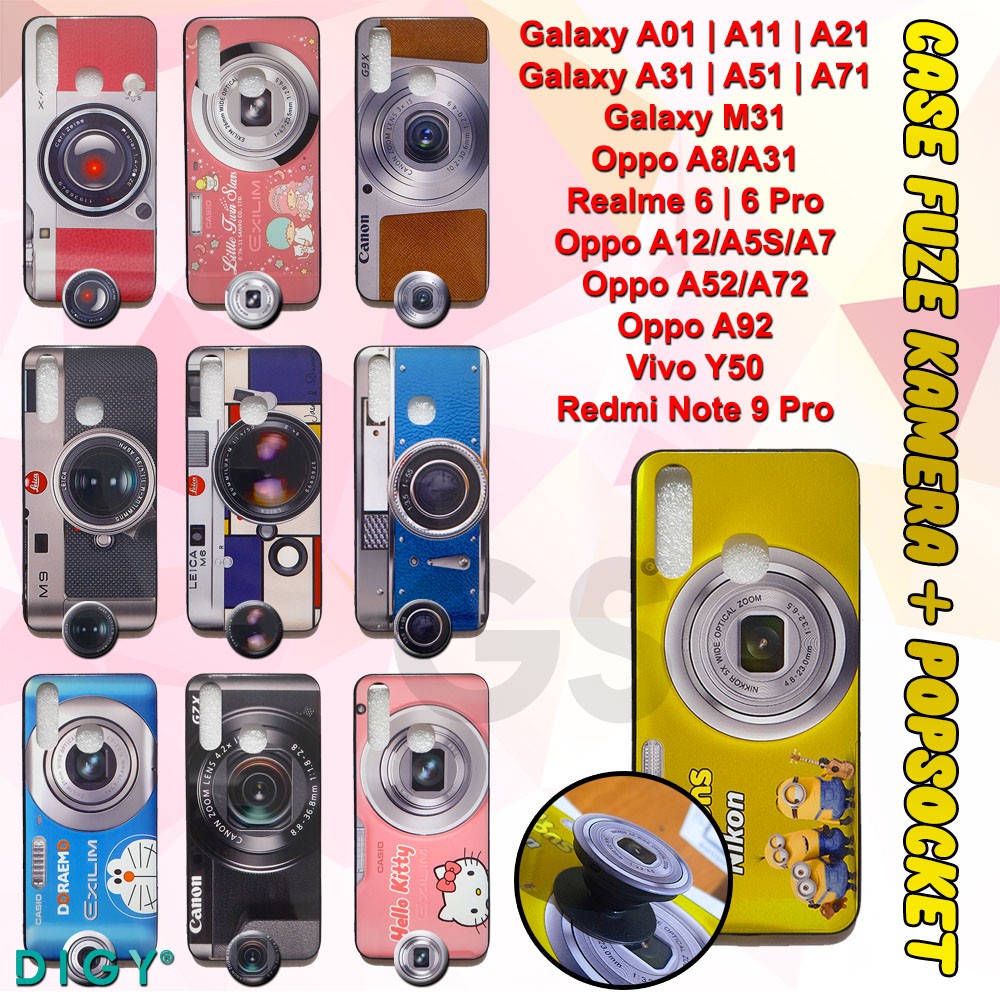 Casing Camera FREE Popsocket Samsung A01 A11 M11 A21 A31 A51 A71 M31 A20S  M10S