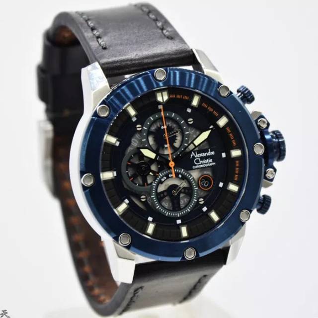 Jam tangan alexandre christie ac6416 man blue silver 6416
