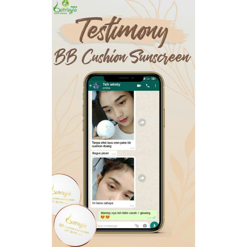 BB Cushion Batrisyia Herbal Base make up Foundation alas bedak