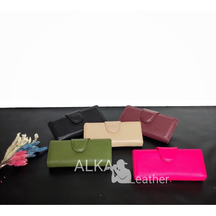 dompet kulit sapi asli, dompet kulit wanita, tas kulit - Hitam