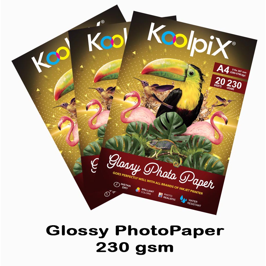 Glossy Photo Paper merk KOOLPIX 230 Grams Isi 20 Lembar A4