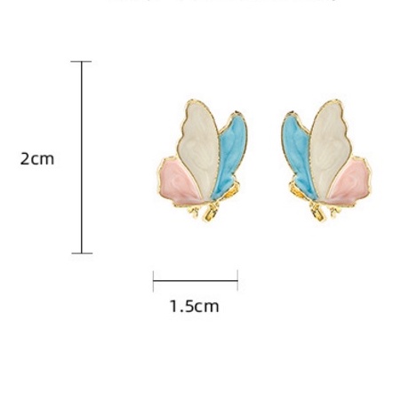 Anting stud Bentuk Kupu-Kupu Warna-Warni Bahan S925 Gaya Korea