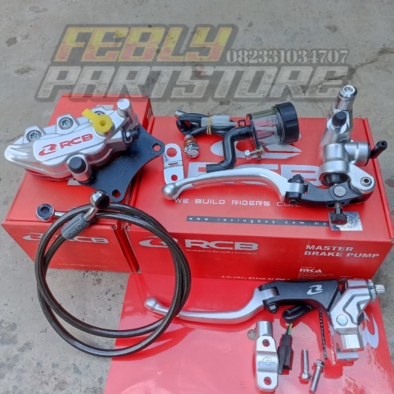 PAKET SET MASTER KALIPER RCB S1 RADIAL 14MM SET KOPLING RCB S1 KALIPER RCB S SERIES 2 PISTON SELANG 