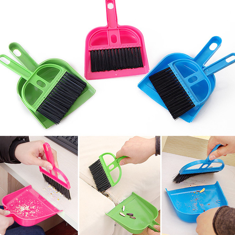 Pengki Dan Sikat Dapur Plastik Mini Pembersih Meja Sweeper Dust Pan Set Alat Pembersih Debu Sikat Keyboard Desktop