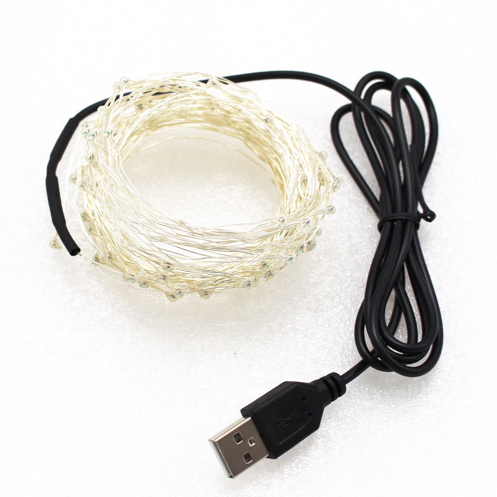 1M 5M 10M Led Fairy Lights / USB Powered Silver Wire Starry Fairy Lights / Lampu Tali Tahan Air Cocok Indoor Dan Outdoor / Dekorasi Lampu Malam Sempurna Untuk Kamar Tidur, Natal, Ramadhan, Tahun Baru, Pesta, Pernikahan, Ulang Tahun