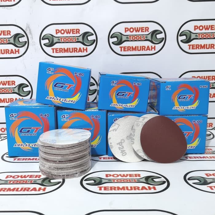 Jual Murah Kertas Amplas Bulat 4" Velcro Tempel Gerinda Sanding Disc Semua Grit 0665LBGHWxrD6E