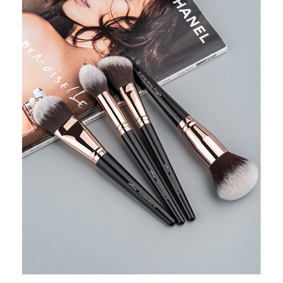 (READY &amp; ORI) Anmor Pro Make Up Makeup Brush Set 4 Pcs Black Hitam - 0112B4K