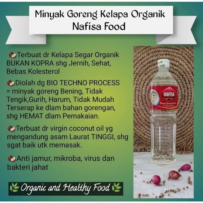 

MINYAK GORENG KELAPA ORGANIK NAFISA LEMAK TAMBAHAN MPASI BOOSTER BB & DIET SEHAT