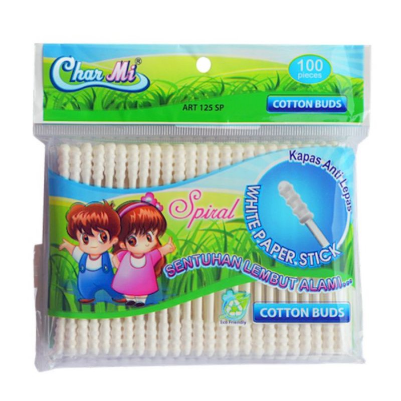 Cotton buds Charmi ART 125SP isi 100pcs (White Paper Stick)