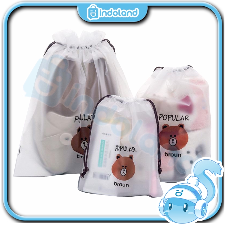   INDOLAND  R080 Tas  Kosmetik Line Transparan  MakeUp Pouch 