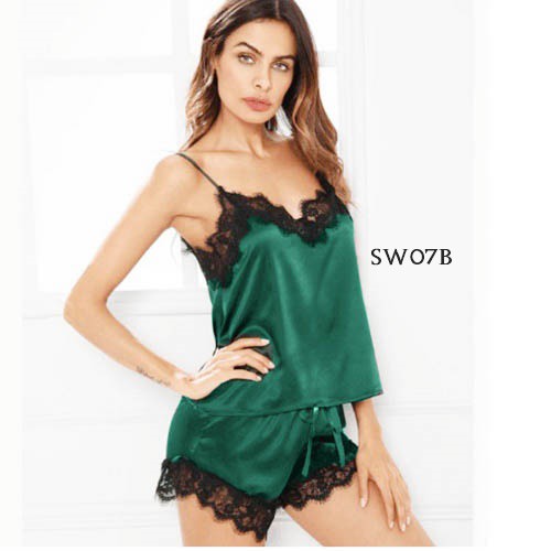 [PRIOVASI AMAN] SETELAN BAJU TIDUR WANITA LINGERIE SEXY NIGHTWON HIJAU SW07B