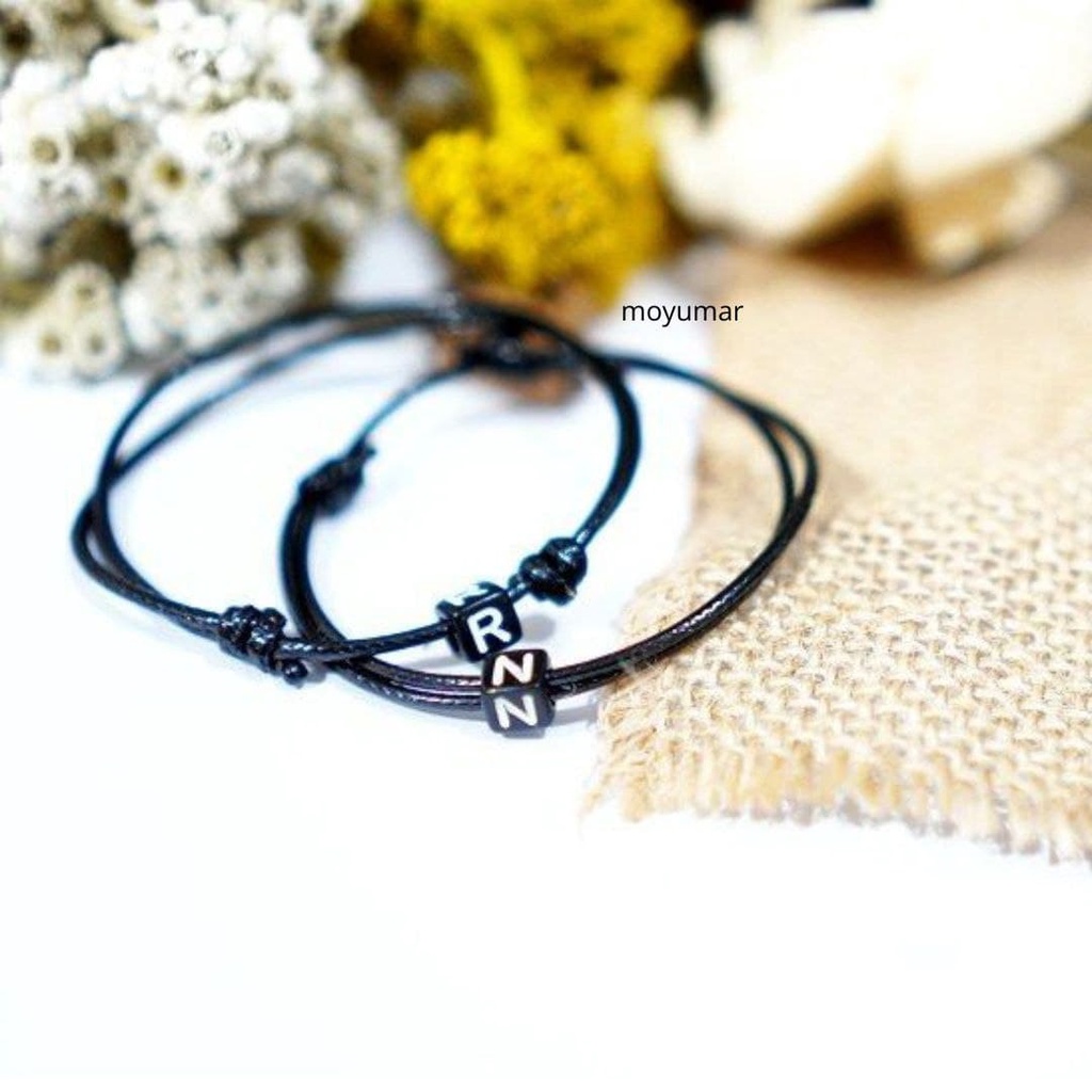 GELANG INISIAL (DADU double slide ) / gelang initial 1 HURUF TALI ANTI AIR PARACORD BRACELET | gelang persahabatan / gelang nama-1