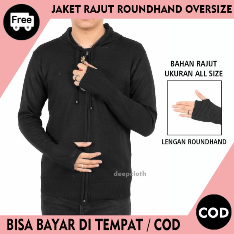 DEEPCLOTH- Jaket Sweater Hoddie Rajut/ Jaket Rajut Ariel polos / Jaket Zipper Pria Resleting Lengan Ronhand