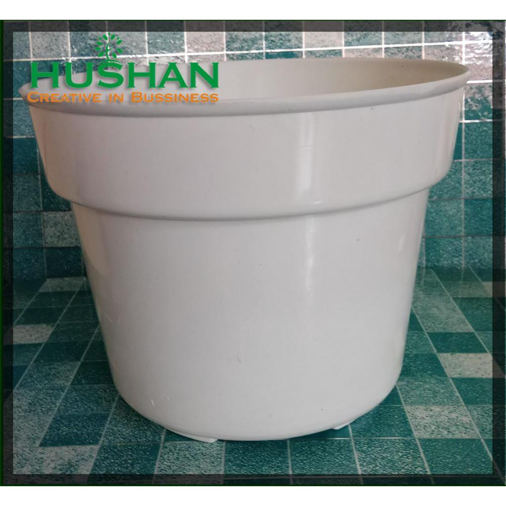 Pot Bunga Plastik 20cm Warna Putih Ukuran DA 20 Cm DB 14 Cm Tinggi 14 Cm