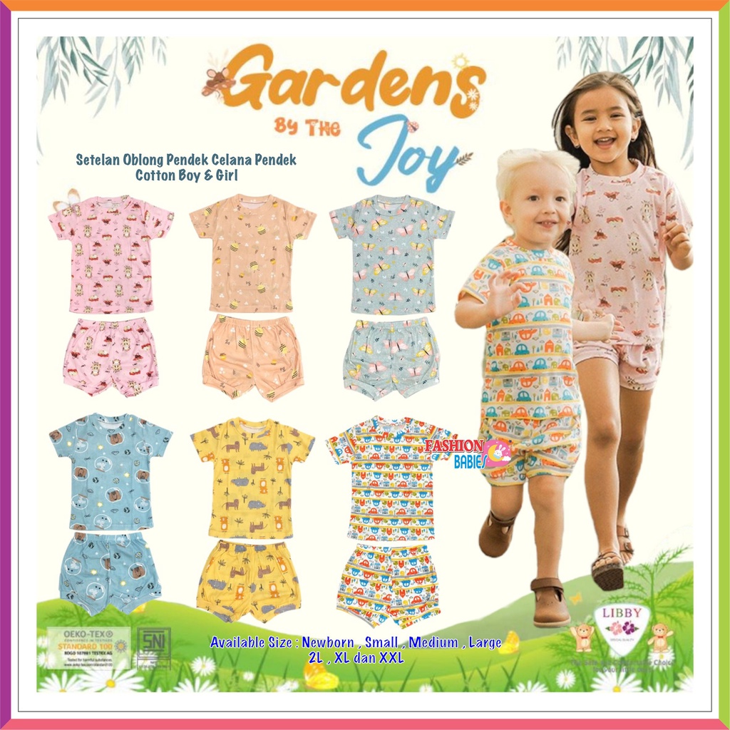 LIBBY OBLONG RIB COTTON TIPIS MOTIF GARDEN BY THE JOY | SETELAN PENDEK OBLONG ❤ FashionBabies ❤