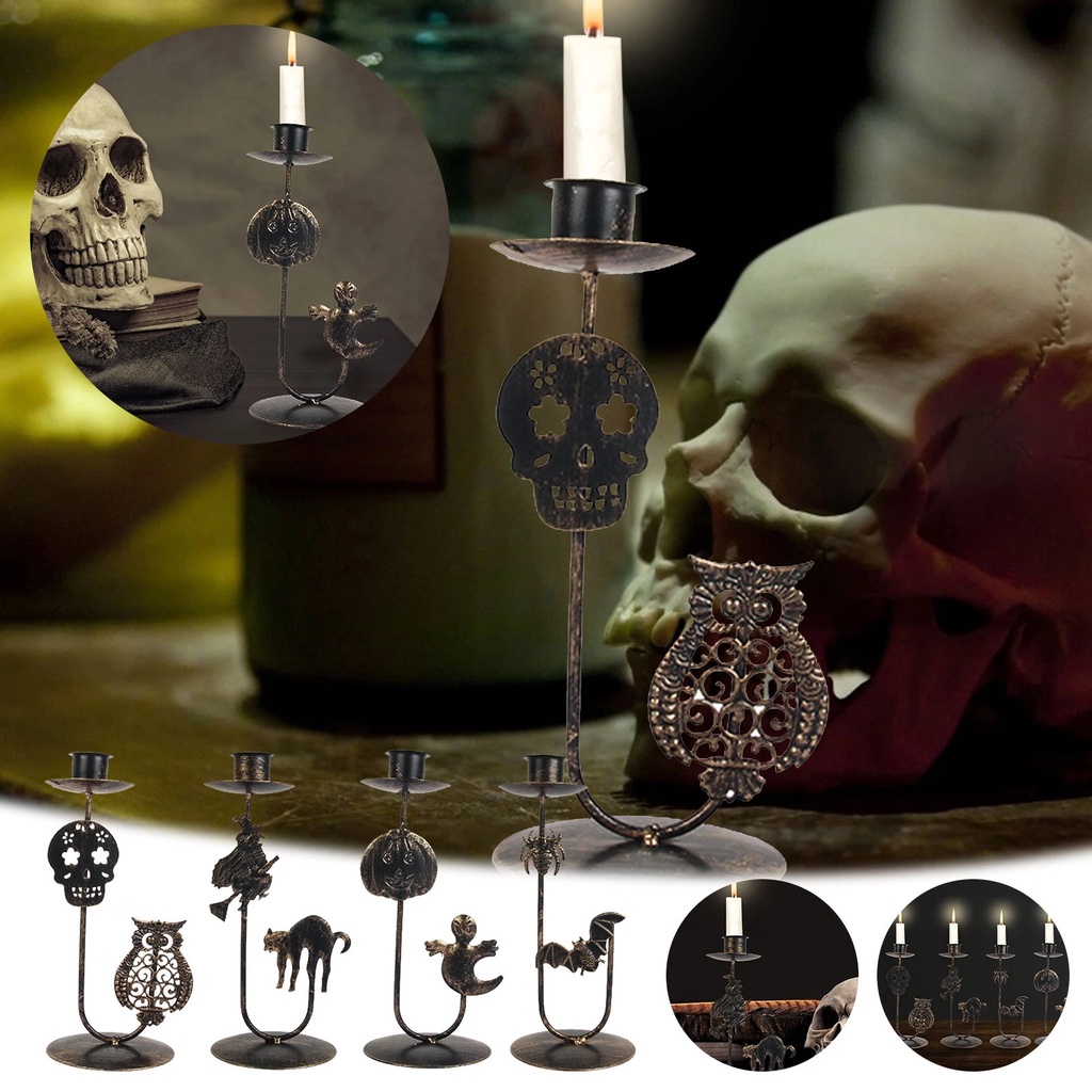 Holder Lilin Bahan Besi Gaya Retro Untuk Dekorasi Halloween