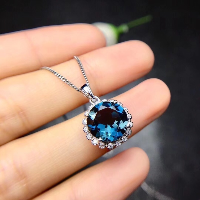 Fashion New Sea Blue Moissanite Jewelry Set