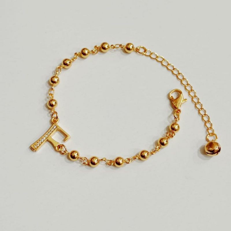 Gelang Tangan Biji Lada Sirkon Huruf Abjad Inisial Xuping Gold Perhiasan Lapis Emas