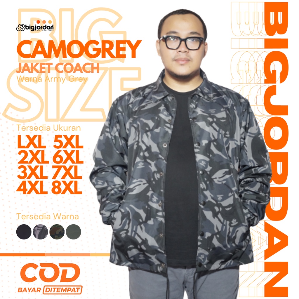 BIG JORDAN jaket coach big size XXL XXXL XXXXL XXXXXL jaket army jumbo 2XL 3XL 4XL 5XL 6XL 7XL 8XL