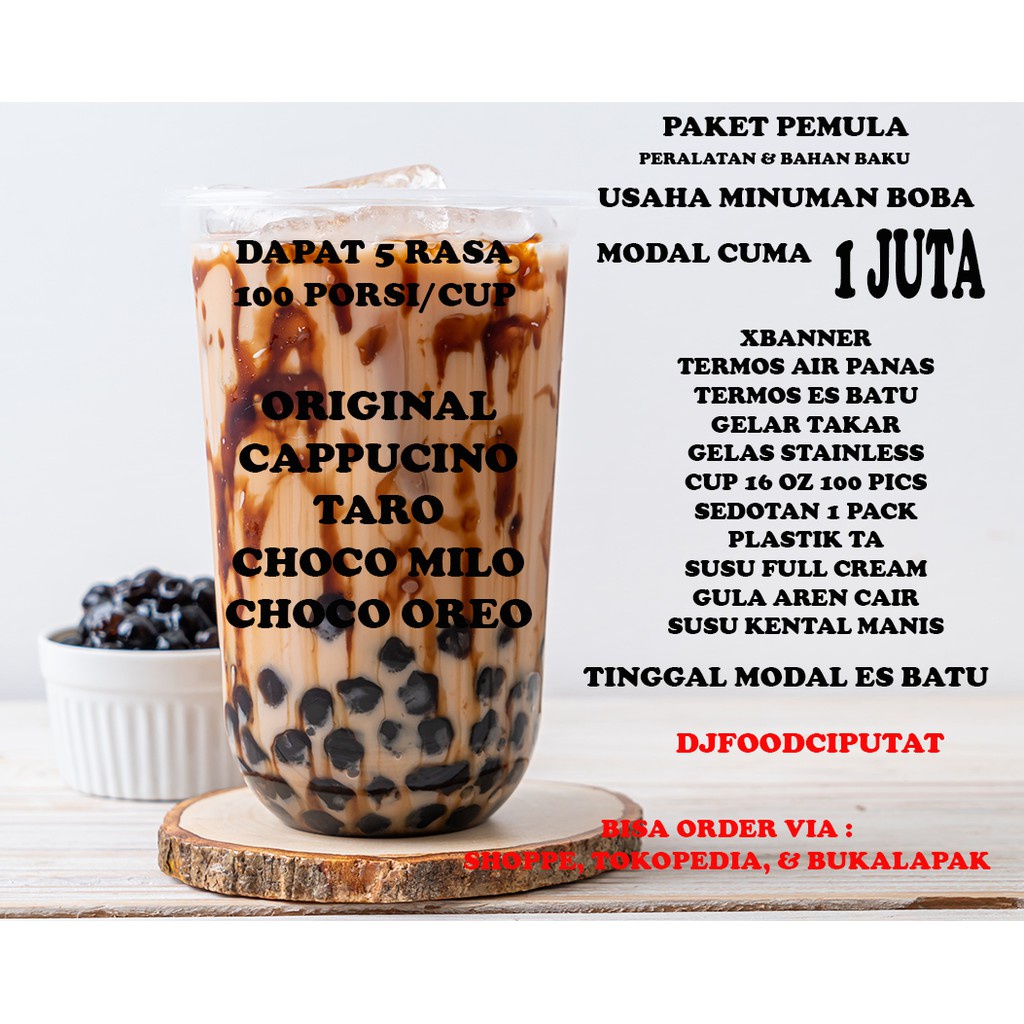 PAKET MURAH BAHANBAKU BOBA (BROWN SUGAR) PERALATAN (FRANCHISE MINUMAN KEKINIAN TERMURAH)