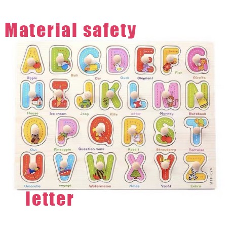 PUZZLE KAYU EDUKASI  | ALPHABET ANGKA HIJAIYAH HEWAN GEOMETRI BENTUK | PUZZLE ANAK-Surat