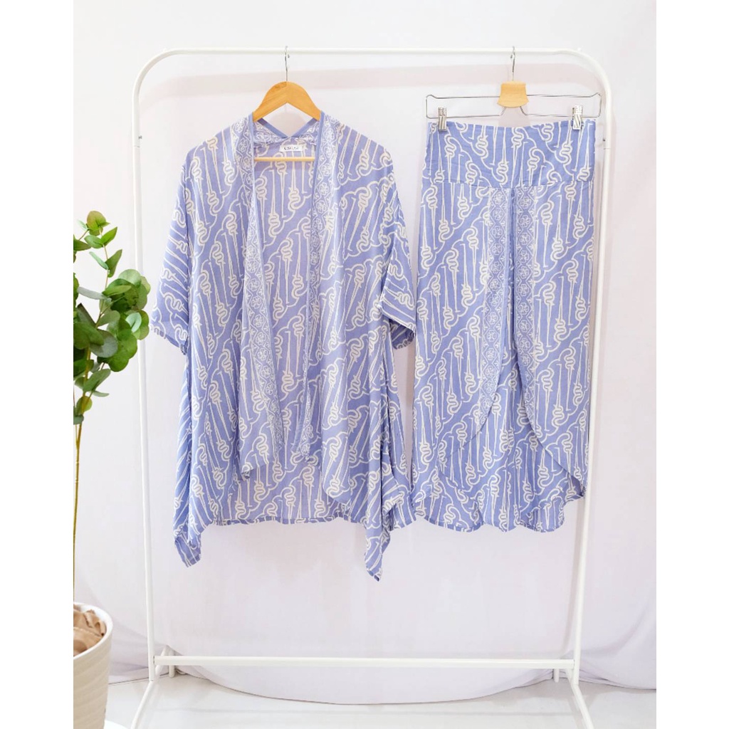 ONE SET BATIK WANITA MODERN SETELAN CELANA PANJANG SET BATIK KULOT BATIK OUTER BATIK