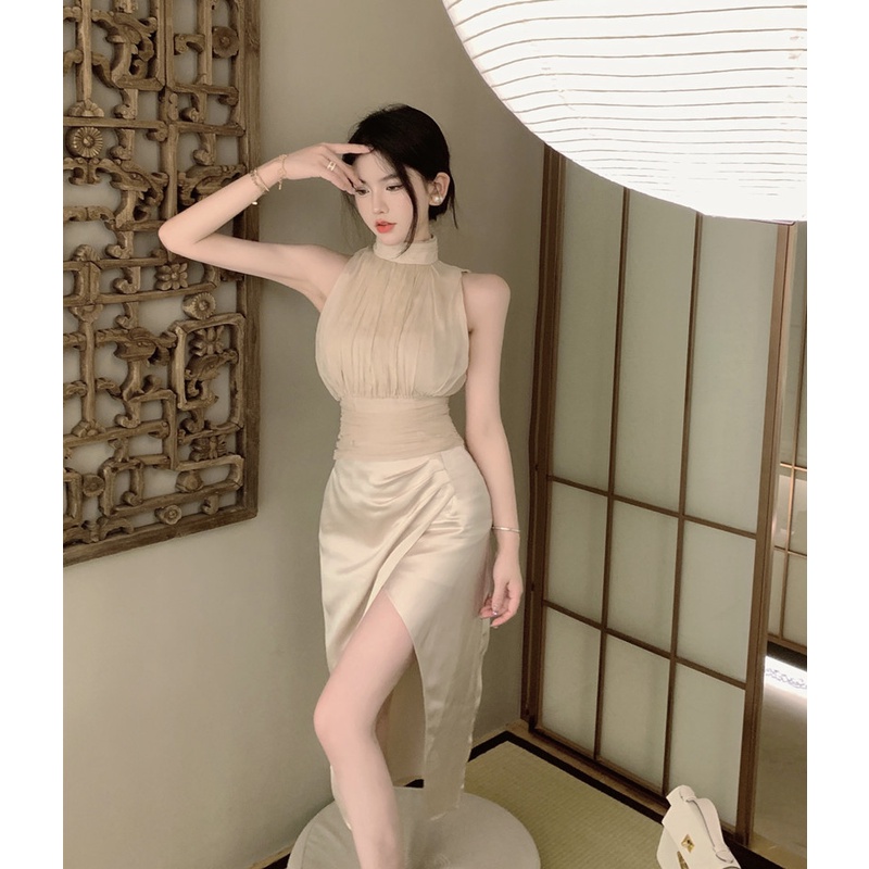 Rok wanita desain rasa celah pinggang tinggi rok pinggul seksi 2022 musim panas baru fashion mid-length rok a-line