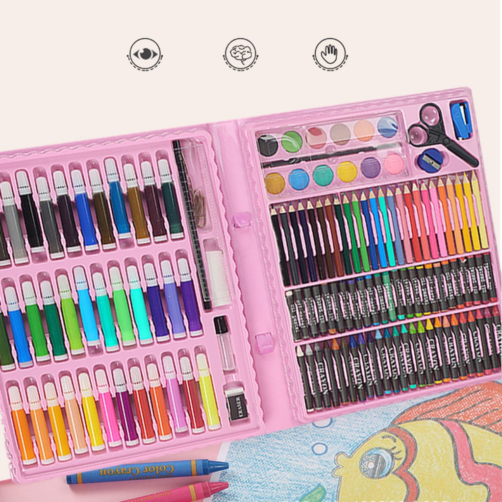 Alat Lukis Set Lengkap Krayon Pensil Warna 150PCS Crayon Set Menggambar Mewarnai Melukis Anak