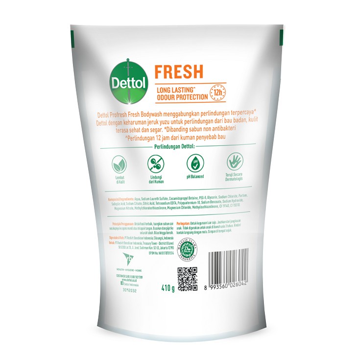 Dettol Sabun Mandi Cair Anti Bakteri Fresh 410 ml Refill