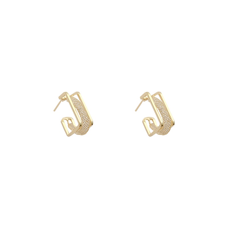 Shuling S925 silver needle Hollow Crystal Square Earrings Female Fashion Stud Earrings